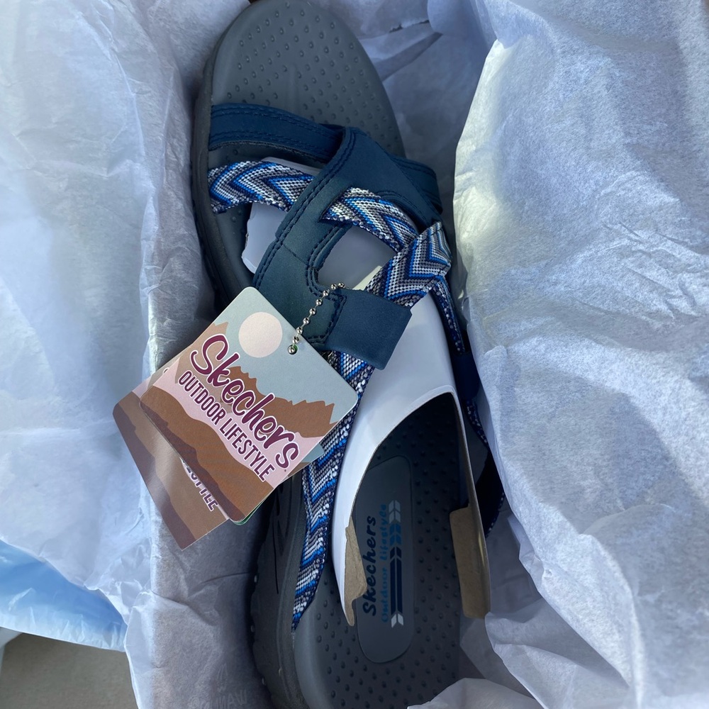 Skechers Blue and Gray Adventure Sandals